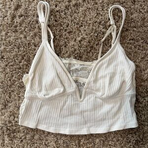 Aerie Cream Lace Real Good Top L
